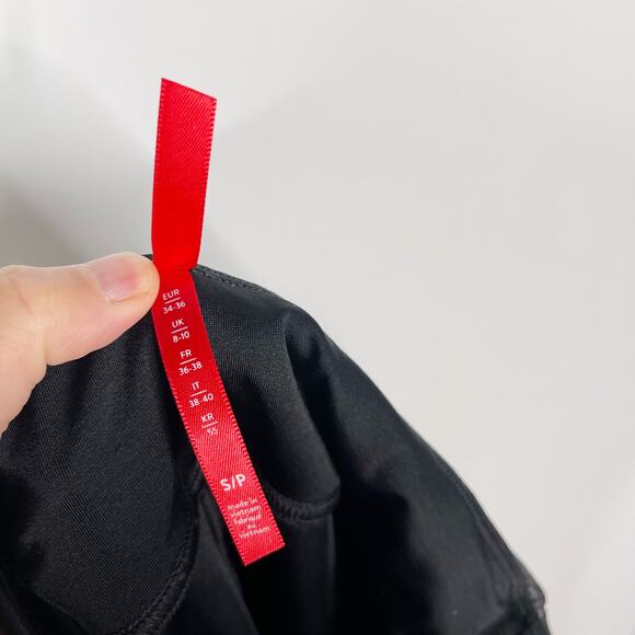 Spanx Womens Small S Black Faux Leather Leggings Nylon Dress Up Metallic - Picture 8 of 12